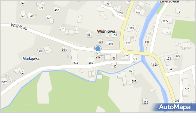 Wiśniowa, Wiśniowa, 291, mapa Wiśniowa