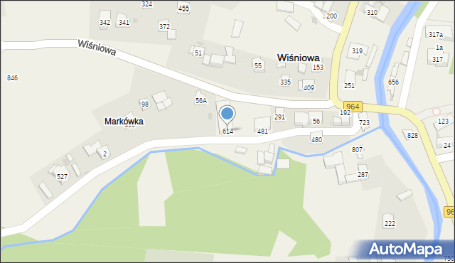 Wiśniowa, Wiśniowa, 614, mapa Wiśniowa