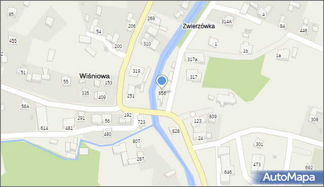 Wiśniowa, Wiśniowa, 656, mapa Wiśniowa