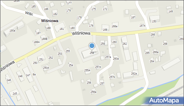 Wiśniowa, Wiśniowa, 258, mapa Wiśniowa