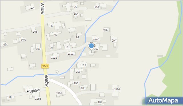 Witów, Witów, 102a, mapa Witów