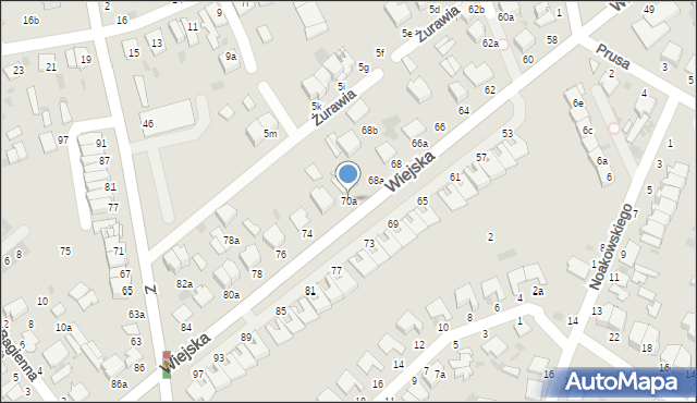 Włocławek, Wiejska, 70a, mapa Włocławka