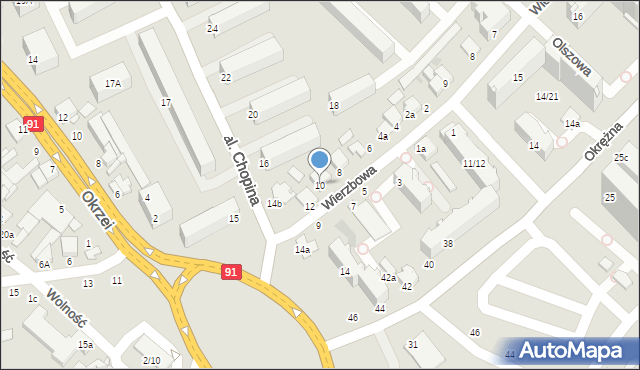 Włocławek, Wierzbowa, 10, mapa Włocławka