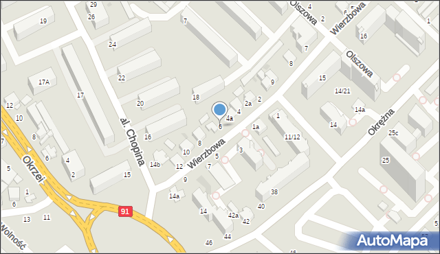 Włocławek, Wierzbowa, 6, mapa Włocławka