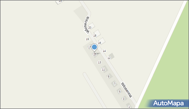 Włoszakowice, Wiosenna, 15, mapa Włoszakowice