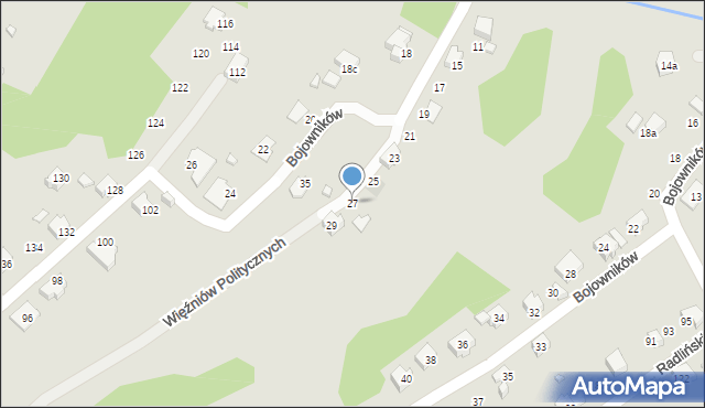 Wodzisław Śląski, Więźniów Politycznych, 27, mapa Wodzisławia Śląskiego