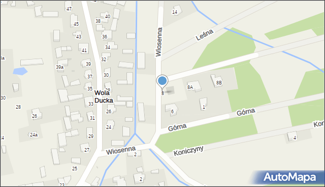 Wola Ducka, Wiosenna, 8, mapa Wola Ducka