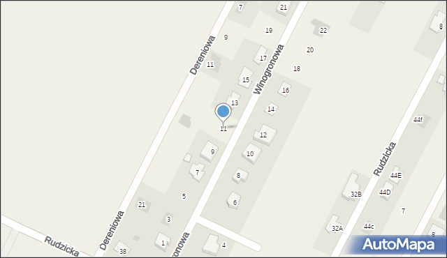 Wola Podłężna, Winogronowa, 11, mapa Wola Podłężna