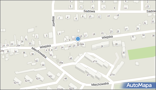 Wolbrom, Wiejska, 22, mapa Wolbrom
