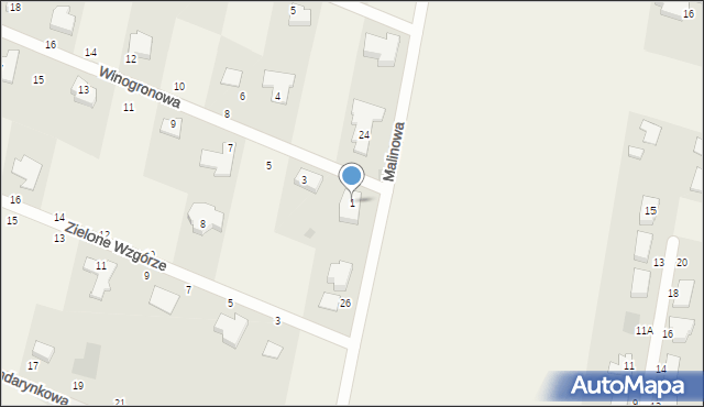 Wołczkowo, Winogronowa, 1, mapa Wołczkowo