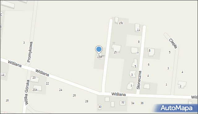 Wólka Górska, Wiślana, 13A, mapa Wólka Górska