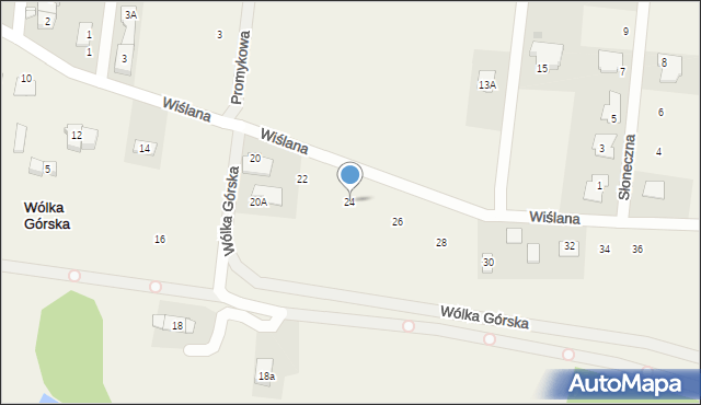 Wólka Górska, Wiślana, 24, mapa Wólka Górska
