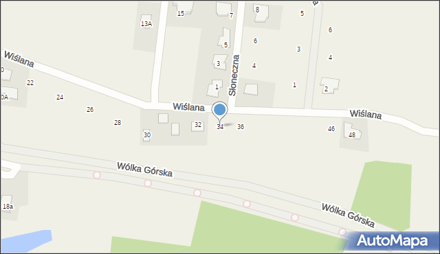 Wólka Górska, Wiślana, 34, mapa Wólka Górska