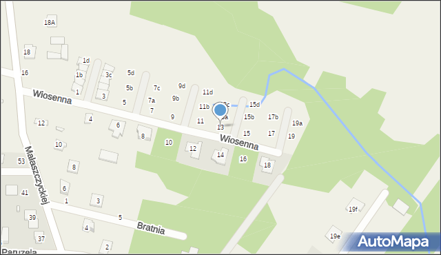 Wólka Mińska, Wiosenna, 13, mapa Wólka Mińska