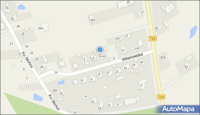 Wólka Załęska, Wilanowska, 7, mapa Wólka Załęska