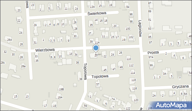 Wołomin, Wierzbowa, 20, mapa Wołomin