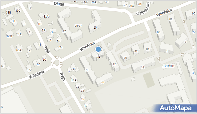 Wołomin, Wileńska, 74, mapa Wołomin