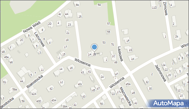 Wołomin, Wiosenna, 1B, mapa Wołomin
