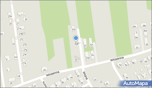 Wołomin, Wiosenna, 31a, mapa Wołomin