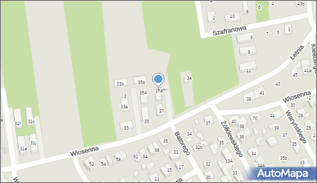 Wołomin, Wiosenna, 37A, mapa Wołomin