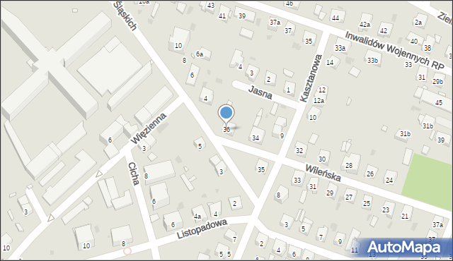 Wołów, Wileńska, 36, mapa Wołów