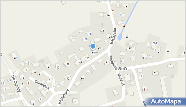 Wołowice, Wiślańska, 22, mapa Wołowice