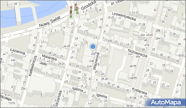 Wrocław, Więzienna, 21C, mapa Wrocławia