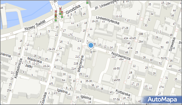 Wrocław, Więzienna, 6, mapa Wrocławia