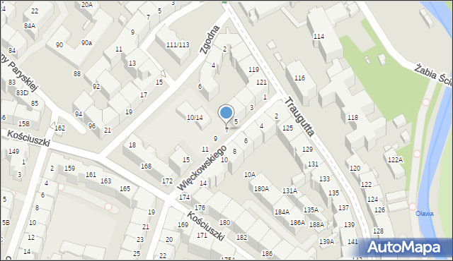 Wrocław, Więckowskiego Stanisława, 7, mapa Wrocławia