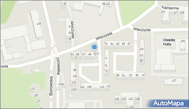 Wrocław, Wieczysta, 71, mapa Wrocławia