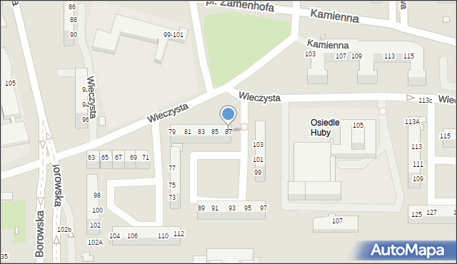 Wrocław, Wieczysta, 87, mapa Wrocławia