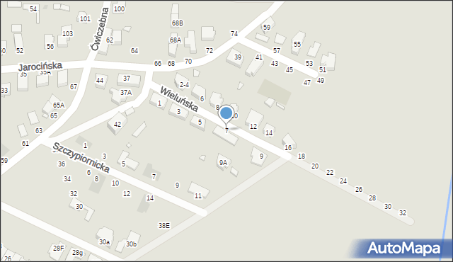 Wrocław, Wieluńska, 7, mapa Wrocławia