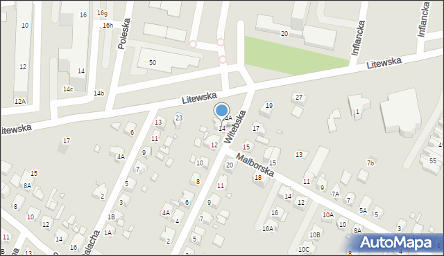 Wrocław, Witebska, 14, mapa Wrocławia