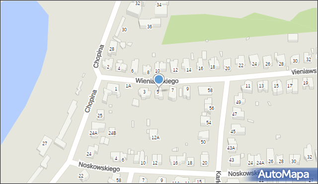 Wrocław, Wieniawskiego Henryka, 5, mapa Wrocławia