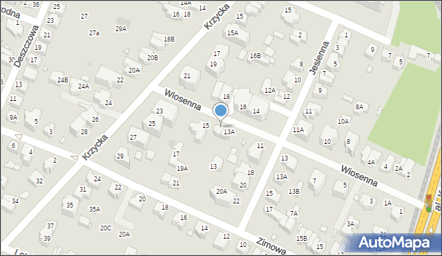 Wrocław, Wiosenna, 13B, mapa Wrocławia