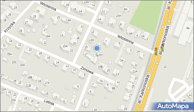 Wrocław, Wiosenna, 7A, mapa Wrocławia