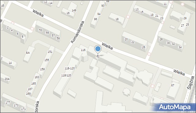 Wrocław, Wielka, 61, mapa Wrocławia