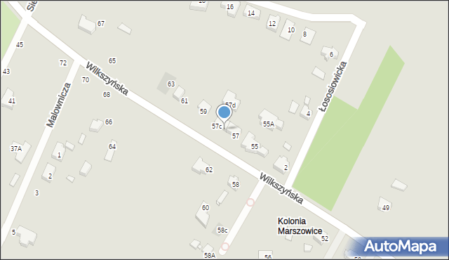 Wrocław, Wilkszyńska, 57b, mapa Wrocławia