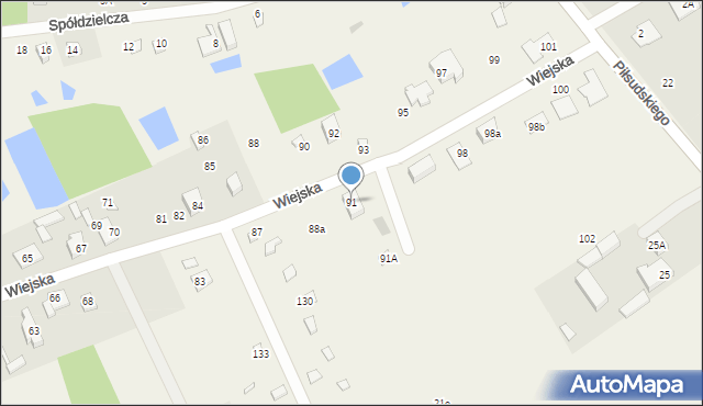 Wrząca, Wiejska, 91, mapa Wrząca