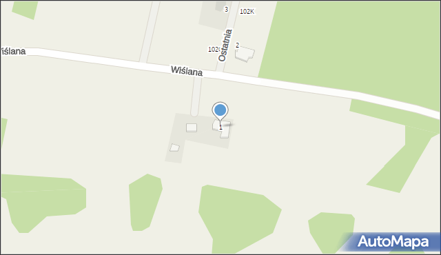 Wykowo, Wiślana, 1, mapa Wykowo