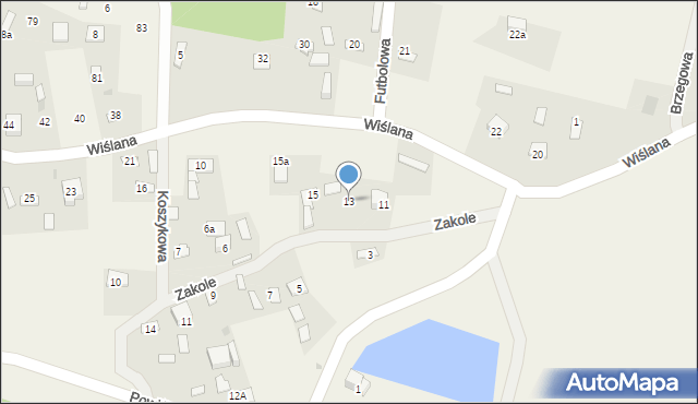 Wykowo, Wiślana, 13, mapa Wykowo