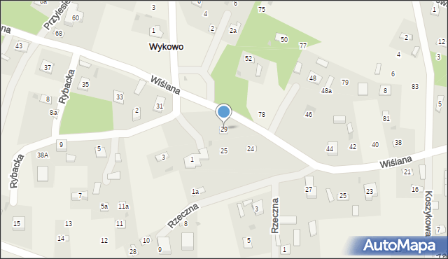 Wykowo, Wiślana, 29, mapa Wykowo