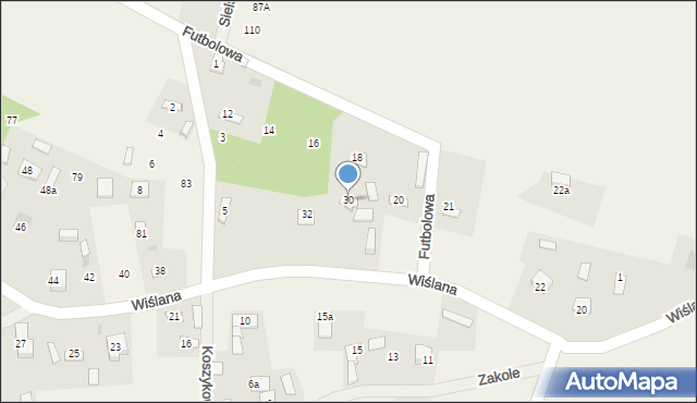 Wykowo, Wiślana, 30, mapa Wykowo