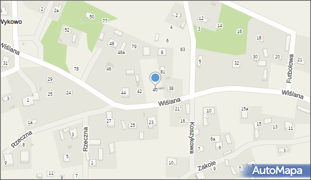 Wykowo, Wiślana, 40, mapa Wykowo