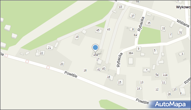 Wykowo, Wiślana, 43a, mapa Wykowo