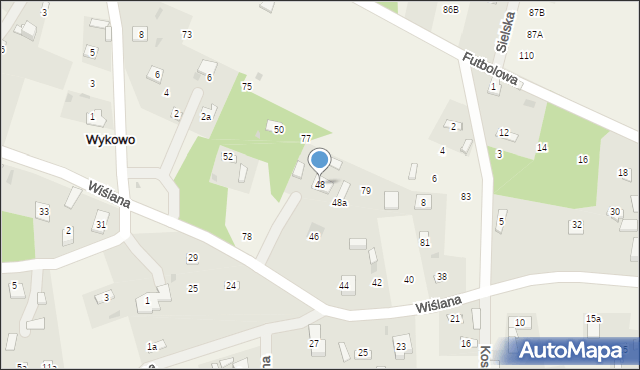 Wykowo, Wiślana, 48, mapa Wykowo