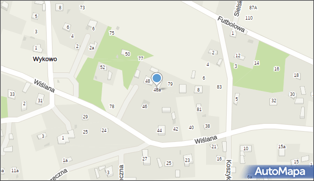 Wykowo, Wiślana, 48a, mapa Wykowo