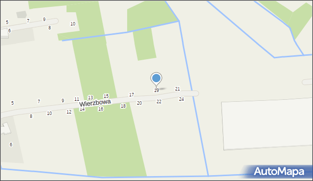 Wysoka Głogowska, Wierzbowa, 19, mapa Wysoka Głogowska