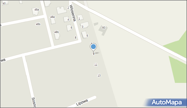 Wysokie Mazowieckie, Wiosenna, 9, mapa Wysokie Mazowieckie