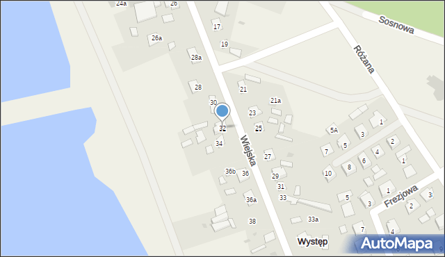 Występ, Wiejska, 32, mapa Występ